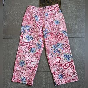 Versailles Red Paisley Floral Print Pants